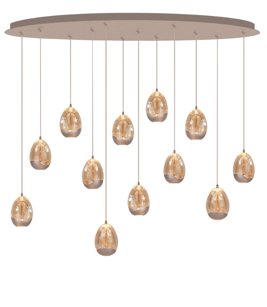 Hanglamp Champagne Egg 12-lichts ovaal