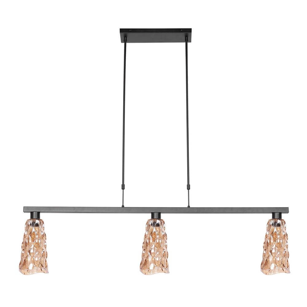 Hanglamp 3-lichts Vidrio zwart met amber glas Steinhauer 8712746173727