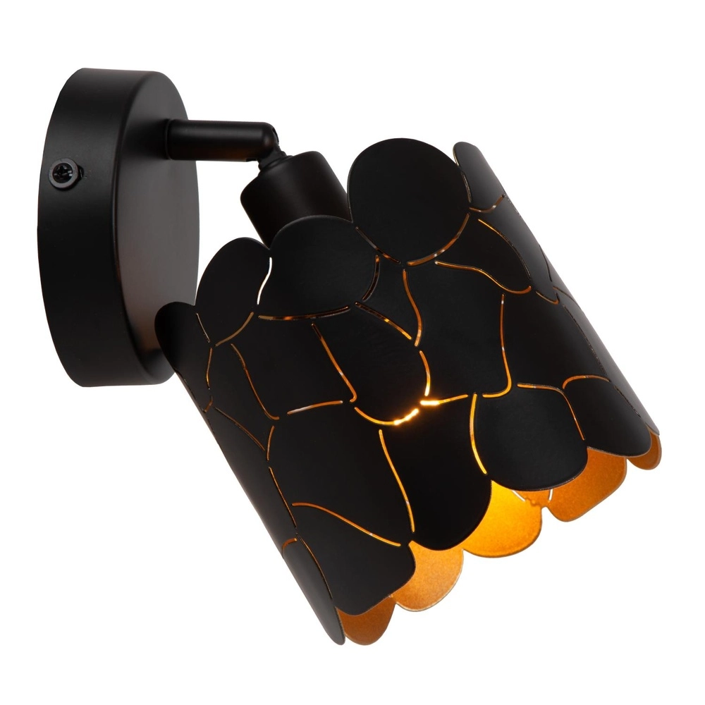 Wandlamp Almelo zwart met gouden binnenkant Lucide 5411212211866
