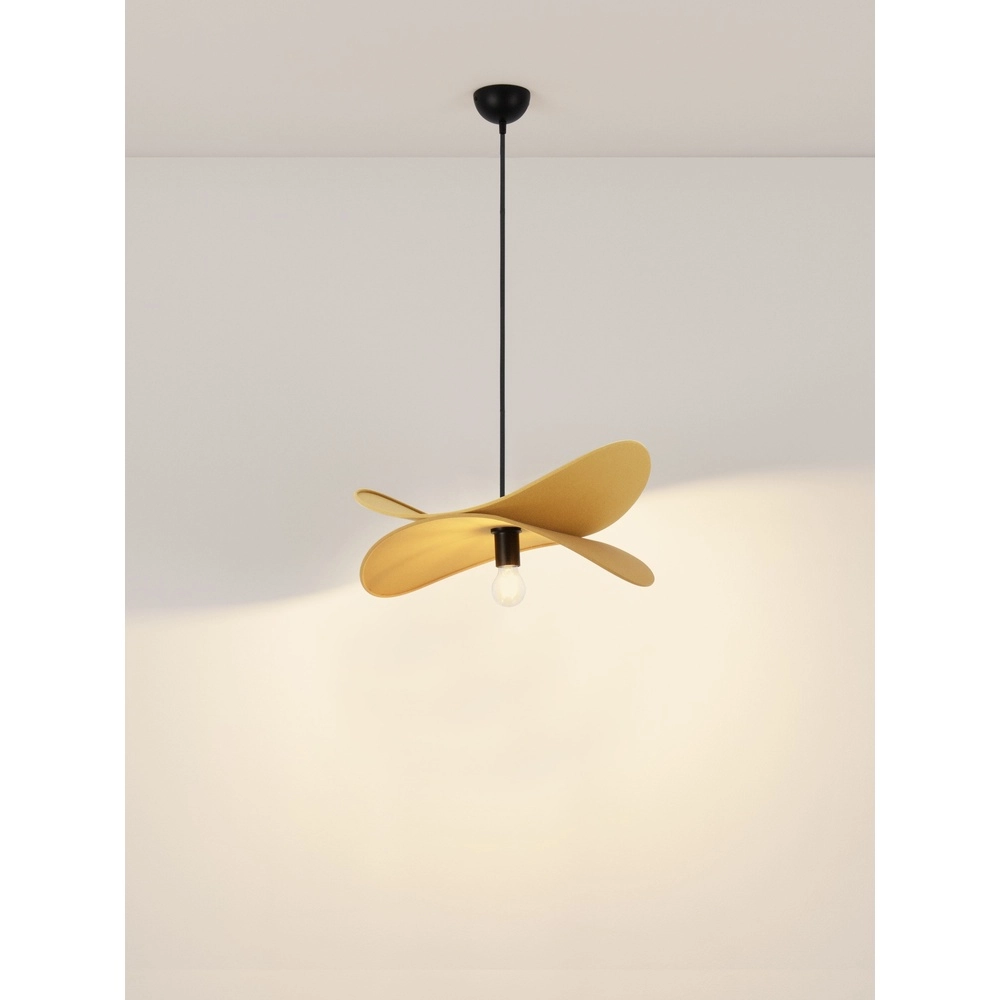 Moderne hanglamp Luve zwart met geel Lyora 5212017493705