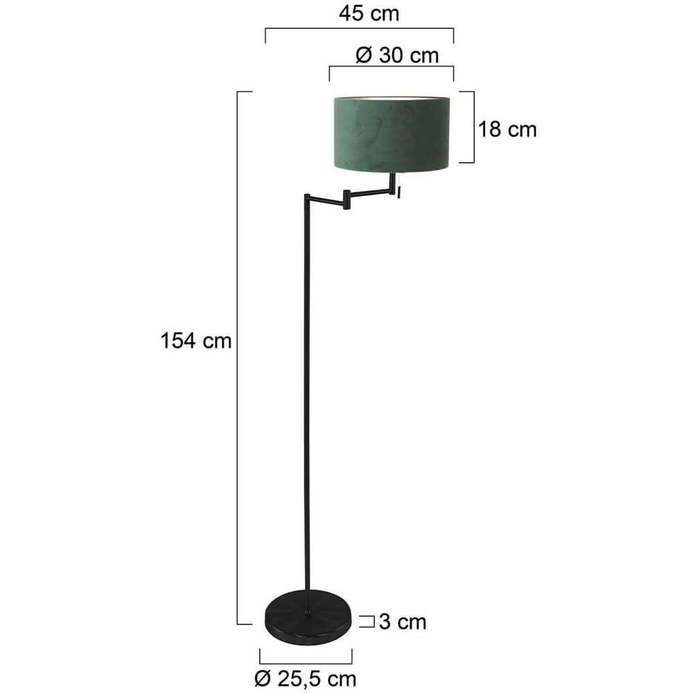 Vloerlamp Bella zwart met groene kap Steinhauer 8712746174649