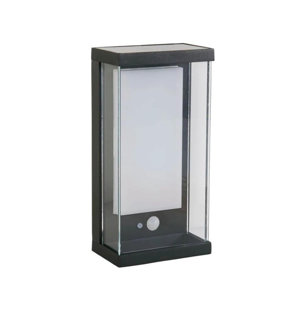 Rechthoekige wandlamp Solar zwart
