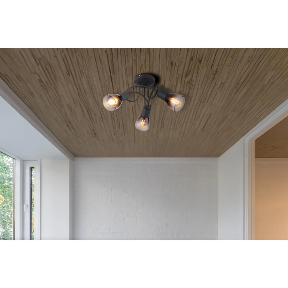 Zwarte plafondlamp Satella 3-lichts krul Globo 9007371455928