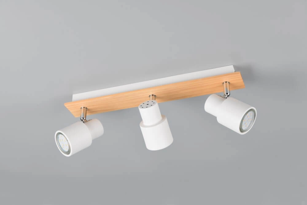 3-lichts plafondlamp Pierre wit met hout Trio 4017807638189