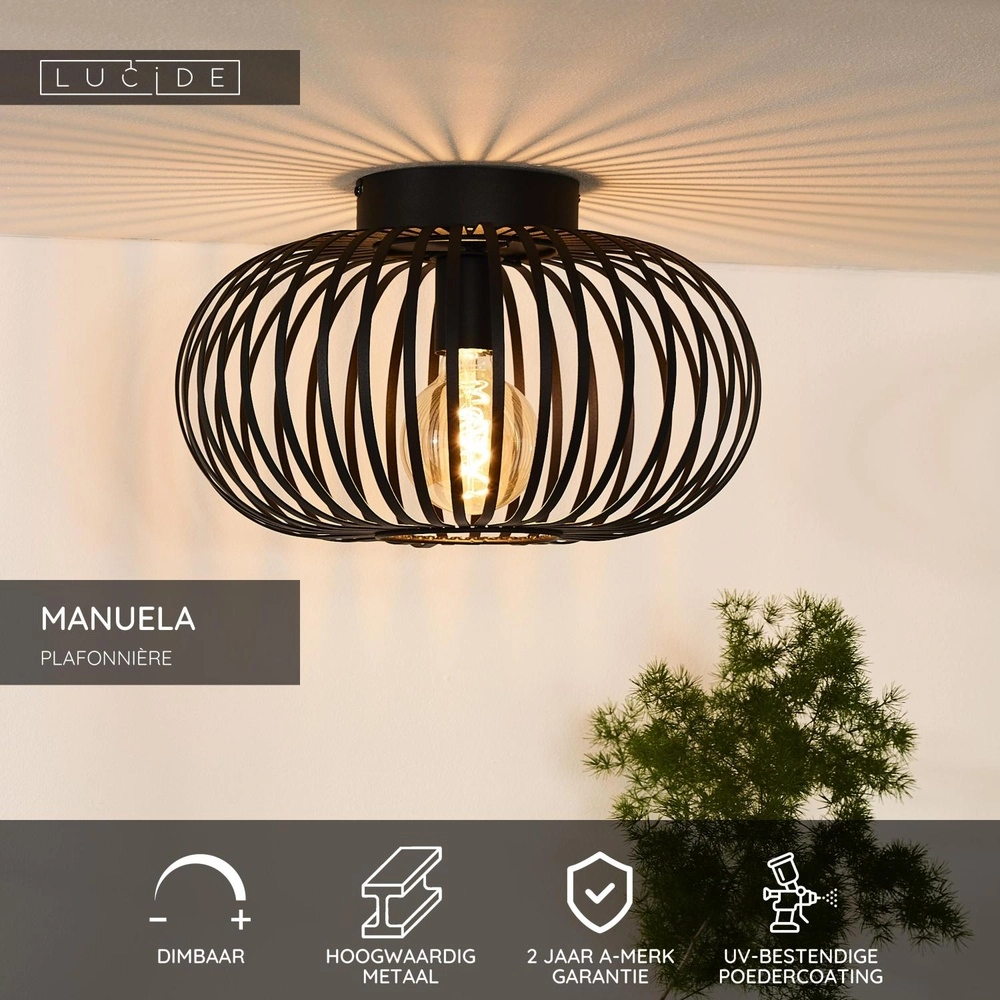 Plafondlamp Manuela Ø 39,5cm zwart Lucide 5411212782342