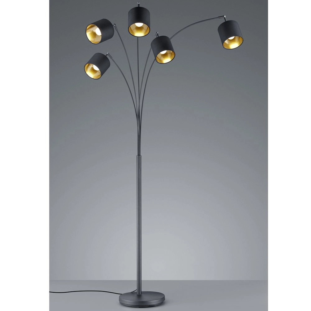 Design schemerlamp Tommy 5-lichts zwart met goud Trio 4017807395150
