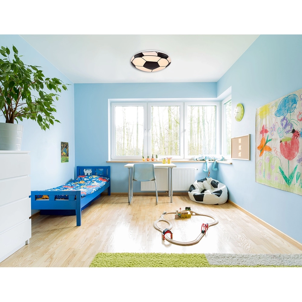 Kinderkamer plafondlamp Lemmi voetbal zwart met wit Globo 9007371389865
