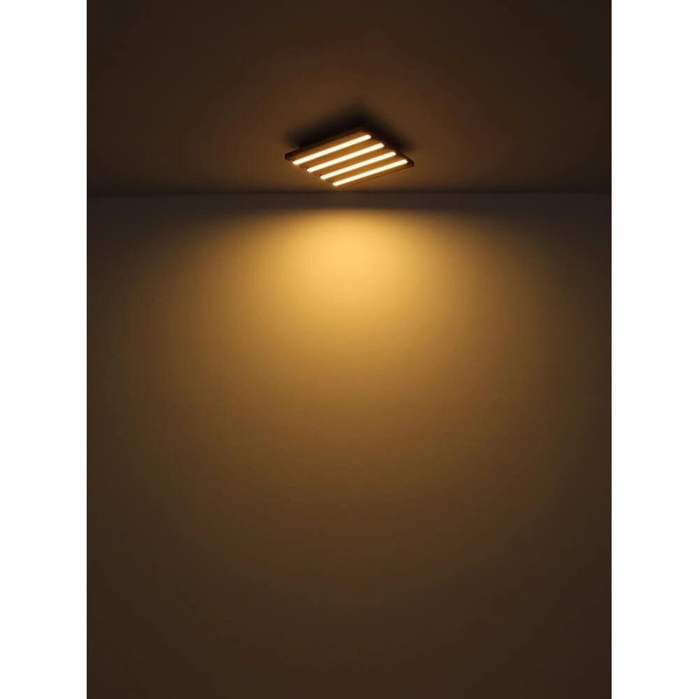 Plafondlamp Hayden zwart met hout vierkant 45cm Globo 9007371510641