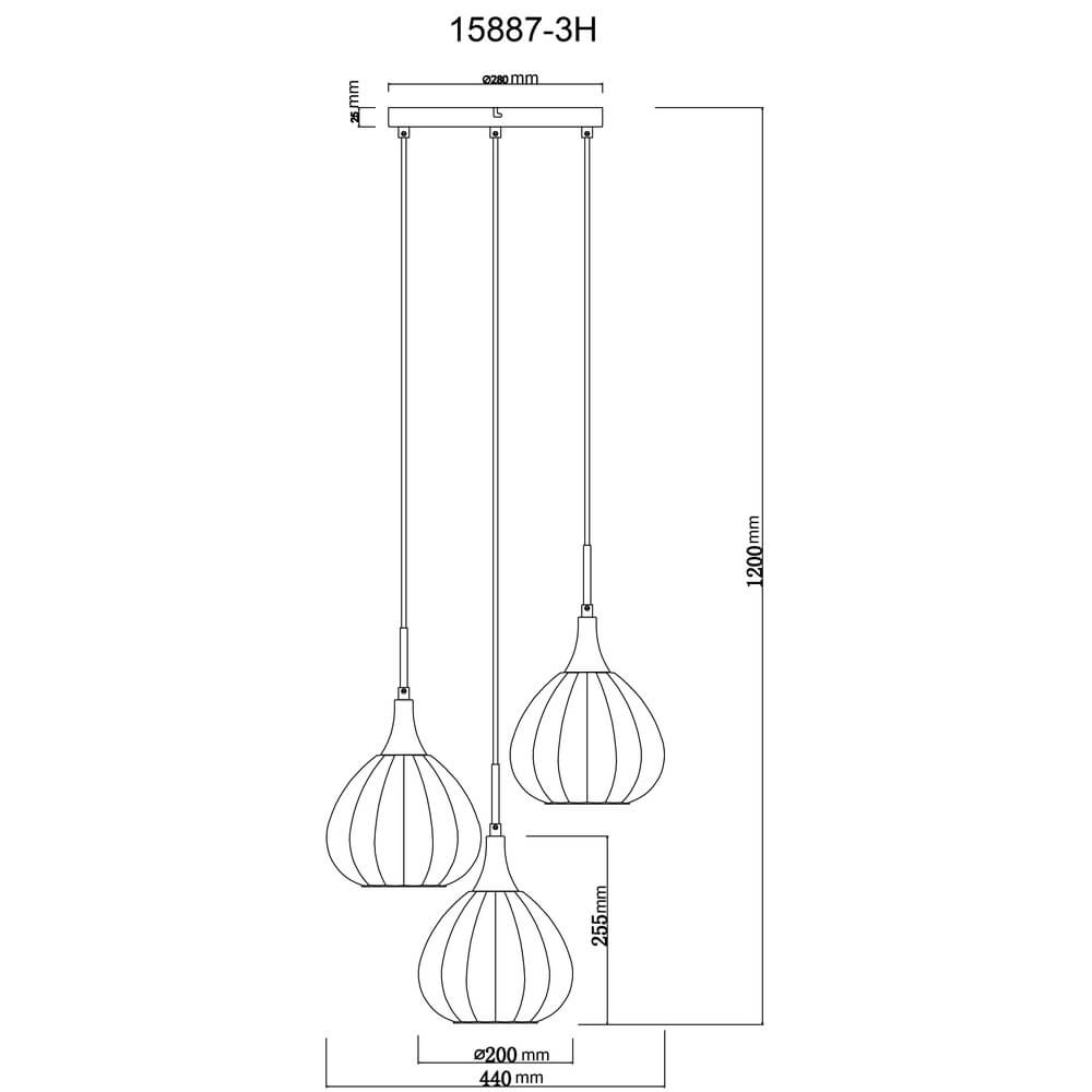 Zwarte hanglamp Olsen 3-lichts Globo 9007371456802