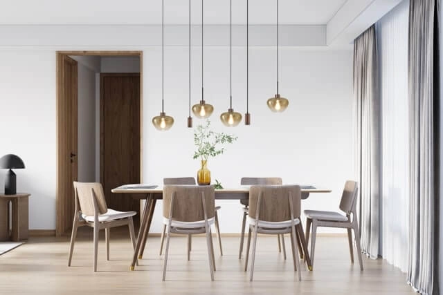 6-lichts hanglamp Genua bruin met 4x goud glas en 2x pendel Masterlight 8718121357003