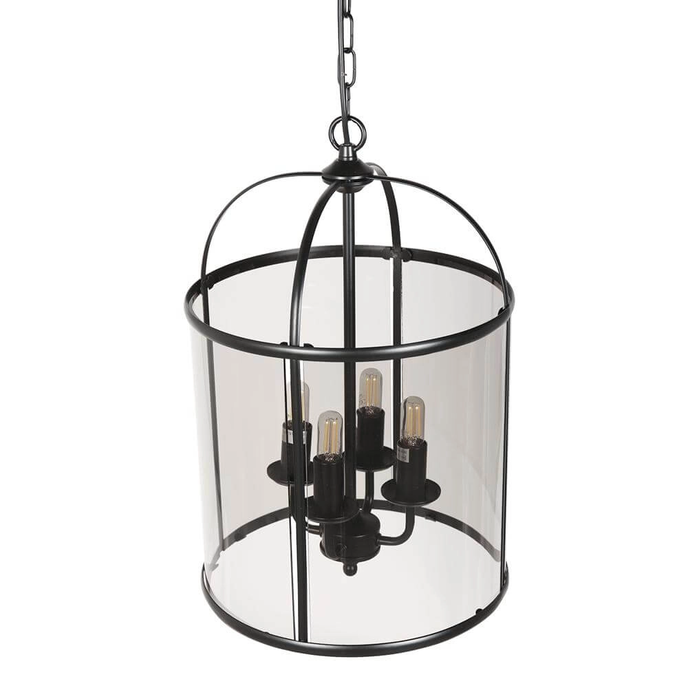 Klassieke hanglamp Pimpernel zwart 4-lichts Steinhauer 8712746174205
