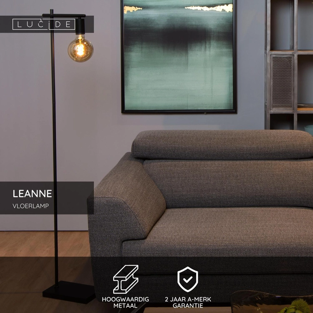 Vloerlamp Leanne zwart Lucide 5411212211125