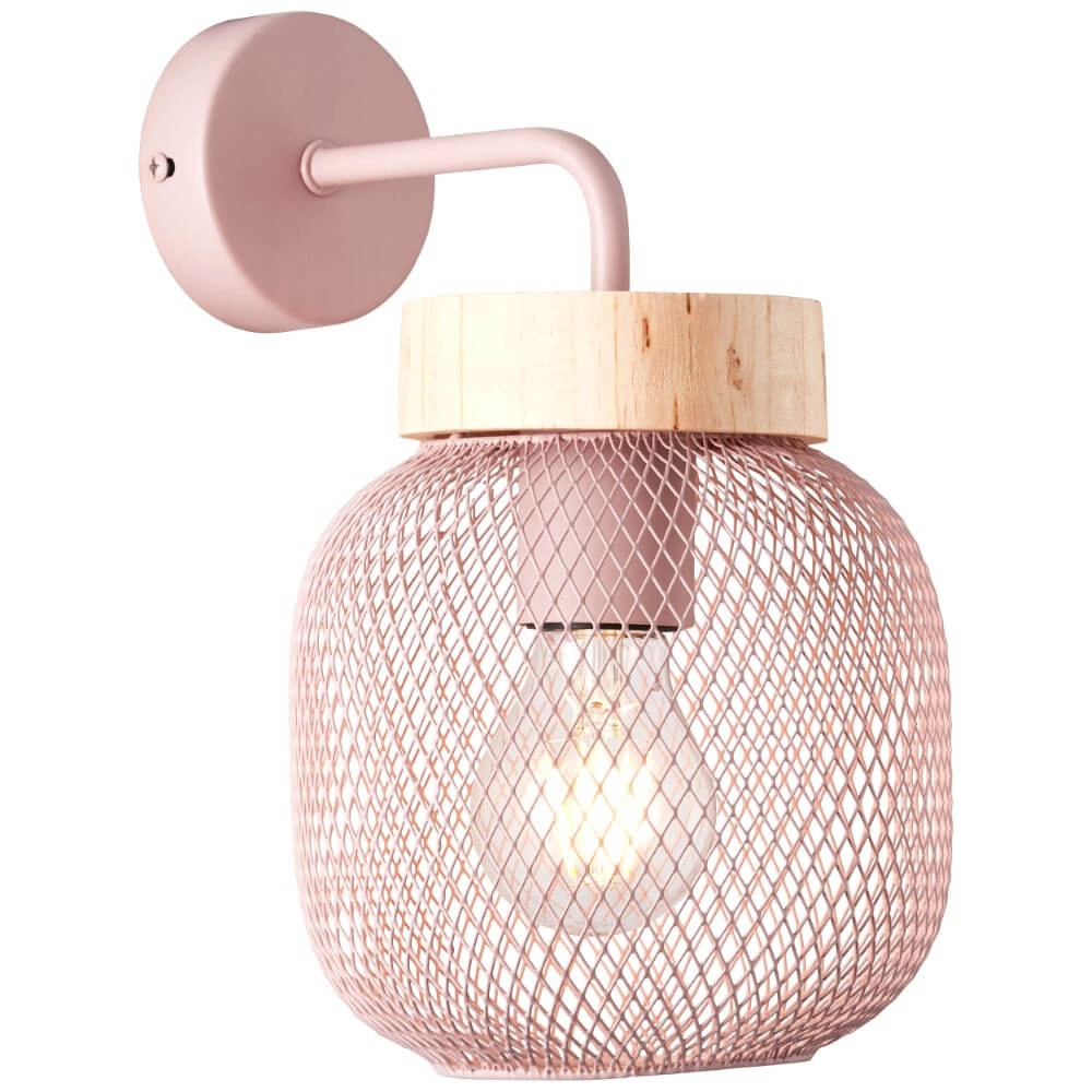 Wandlamp Giada roze met hout Brilliant 4004353354144