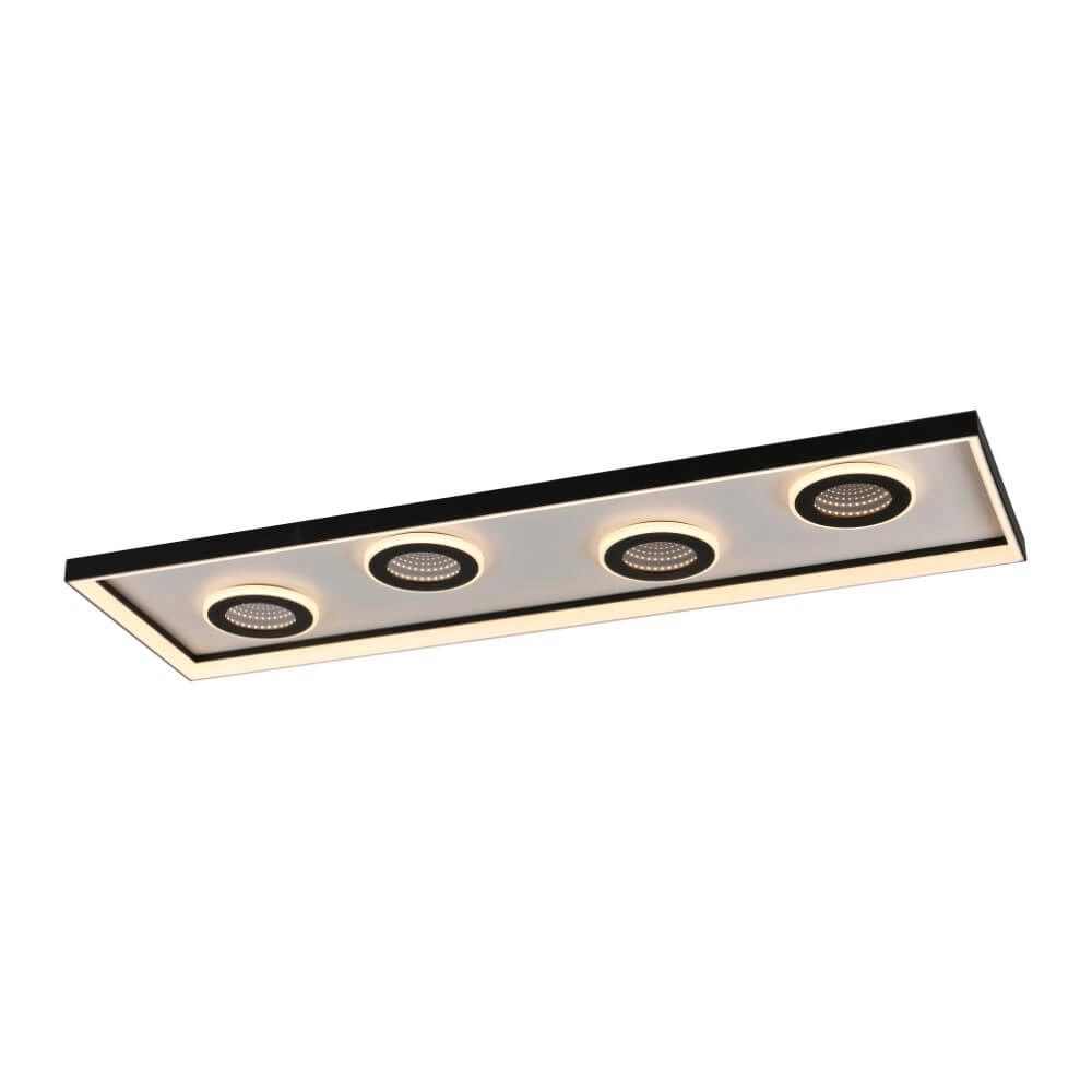 Rechthoekige plafondlamp Dune zwart