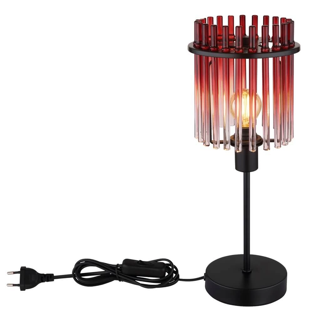 Zwarte tafellamp Gorley met rood glas Ø 15cm Globo 9007371471959