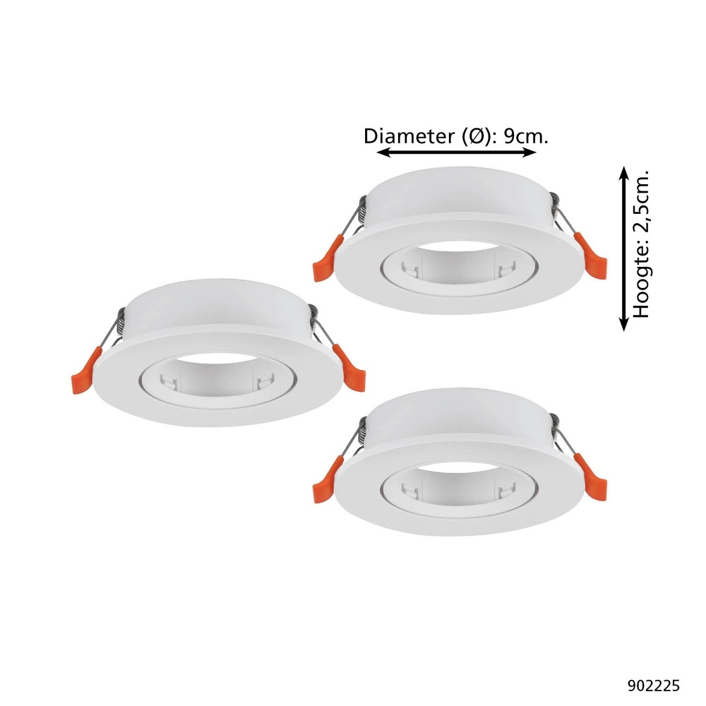 Set van 3 inbouwspots Barranco wit Ø 9cm Eglo 9008606359097