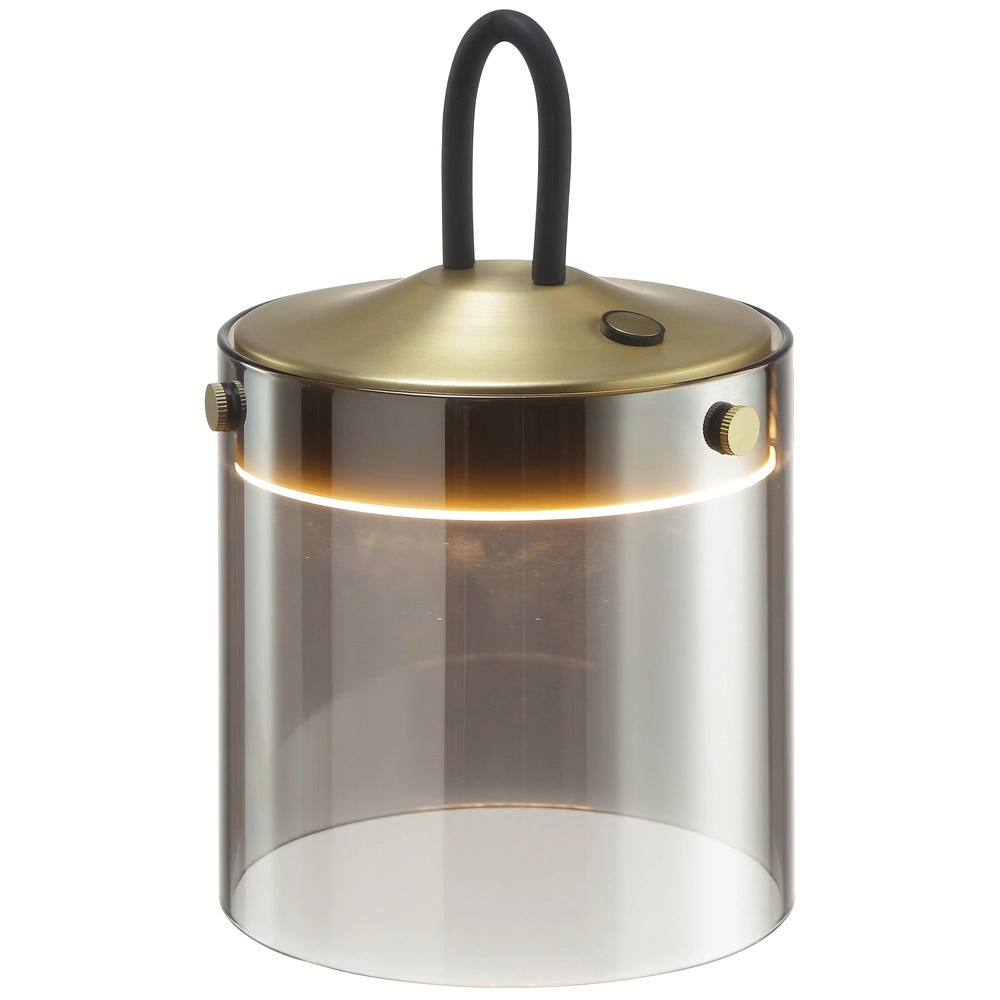Tafellampje Lumeo messing met smoke glas Ø 13cm