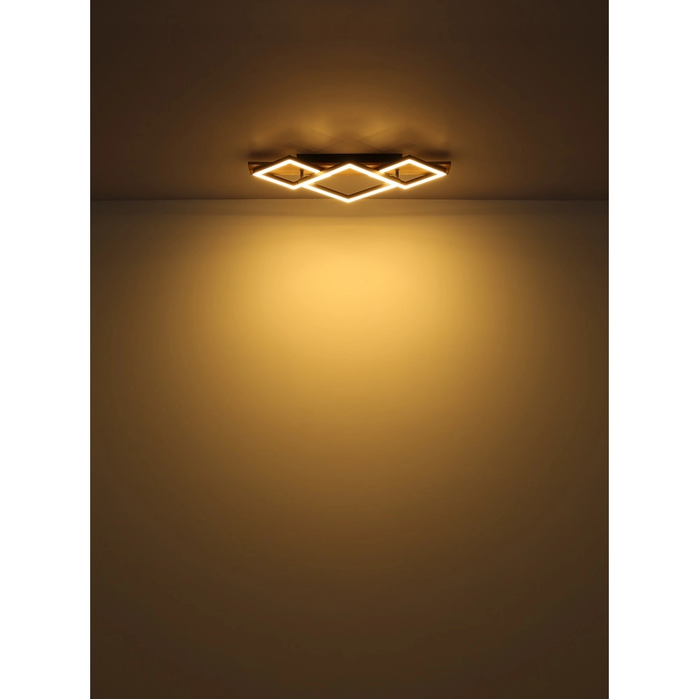 Plafondlamp Beatrix I 3 vierkanten zwart met hout Globo 9007371468393