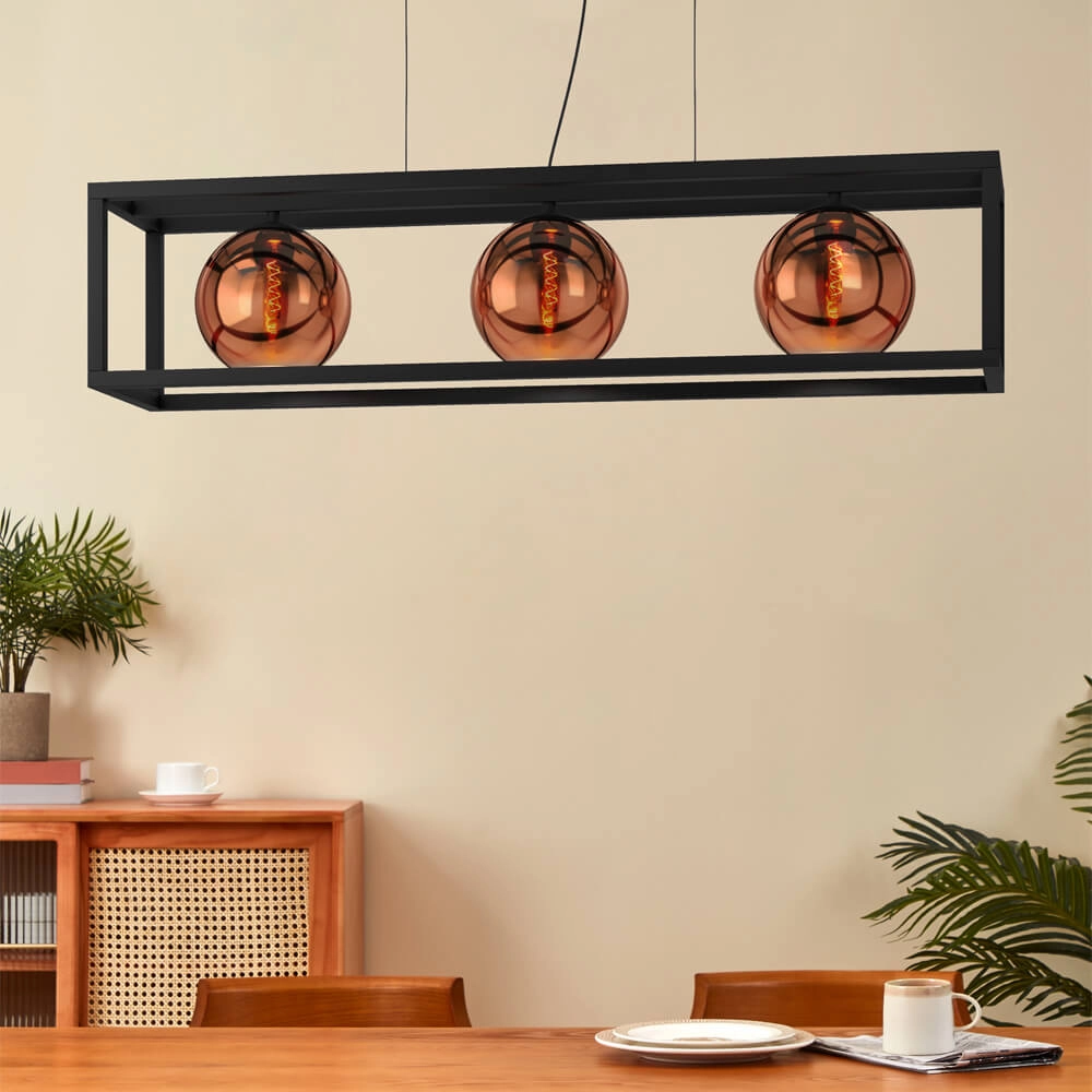 Eetkamer hanglamp Cordoba met roodkoper glas Stars of Light 9008606221448