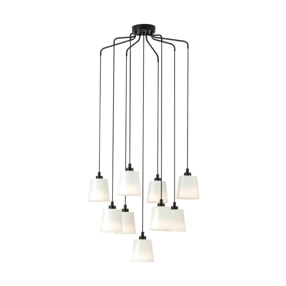 Zwarte hanglamp Bernabetta met wit glas Stars of Light 9002759397388