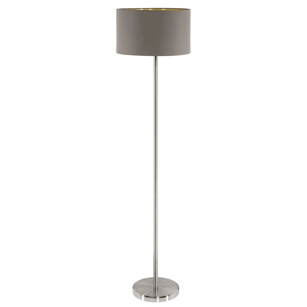 Vloerlamp Maserlo 38cm metaalgrijs met taupe kap Vloerlamp Maserlo 38cm metaalgrijs met taupe kap