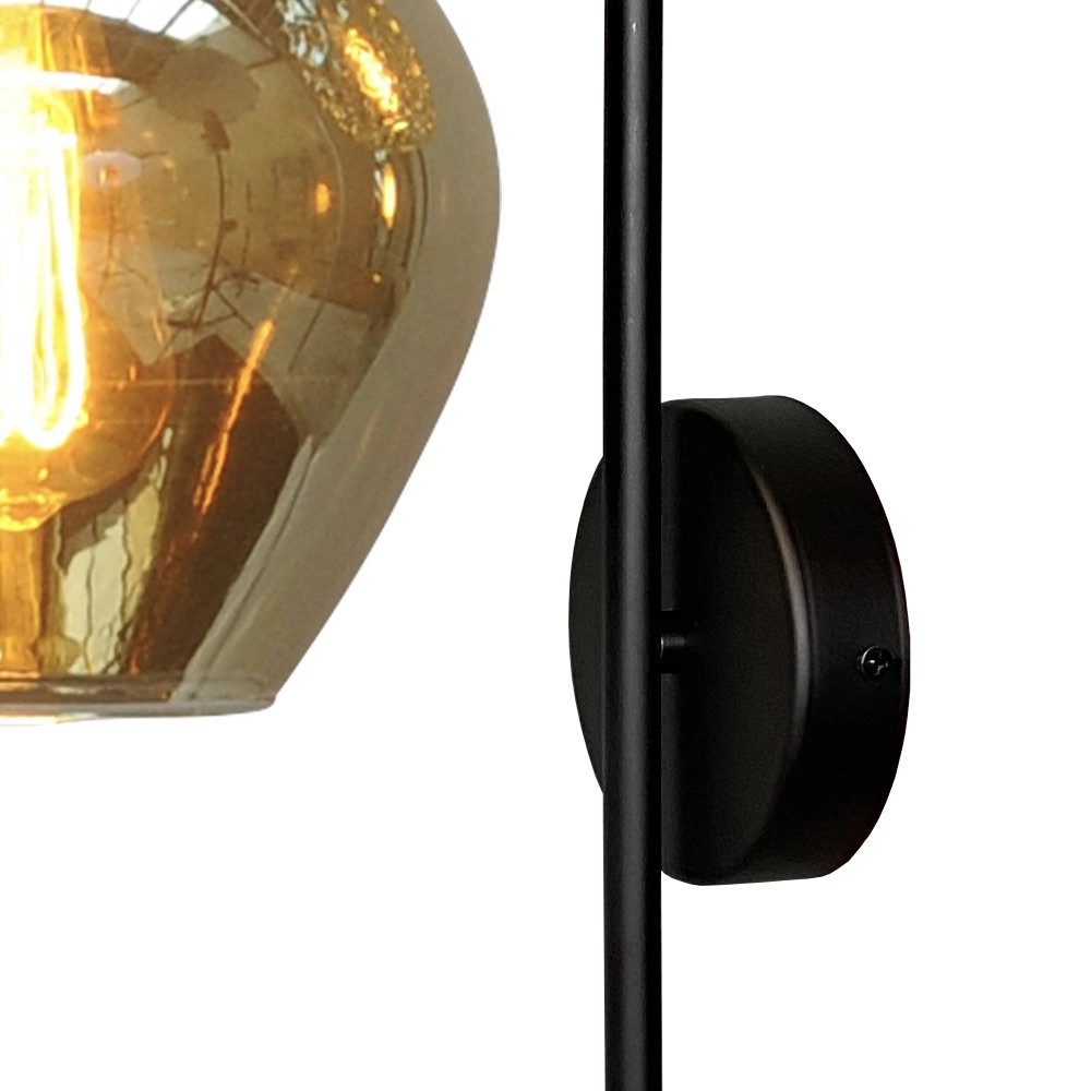 Zwarte wandlamp Quinto met smoke glas Masterlight 8718121250991