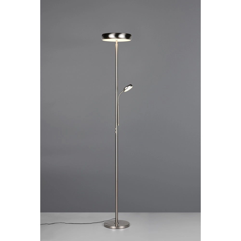 Vloerlamp Palermo nikkel met leeslamp Trio 4017807641370