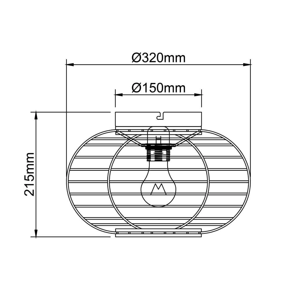Rotan plafondlamp Woodball Ø 32cm Brilliant 4004353413810