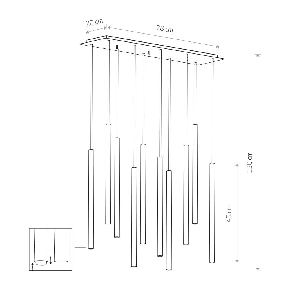 Strakke hanglamp Laser 10-lichts wit Lyora 5903139892292