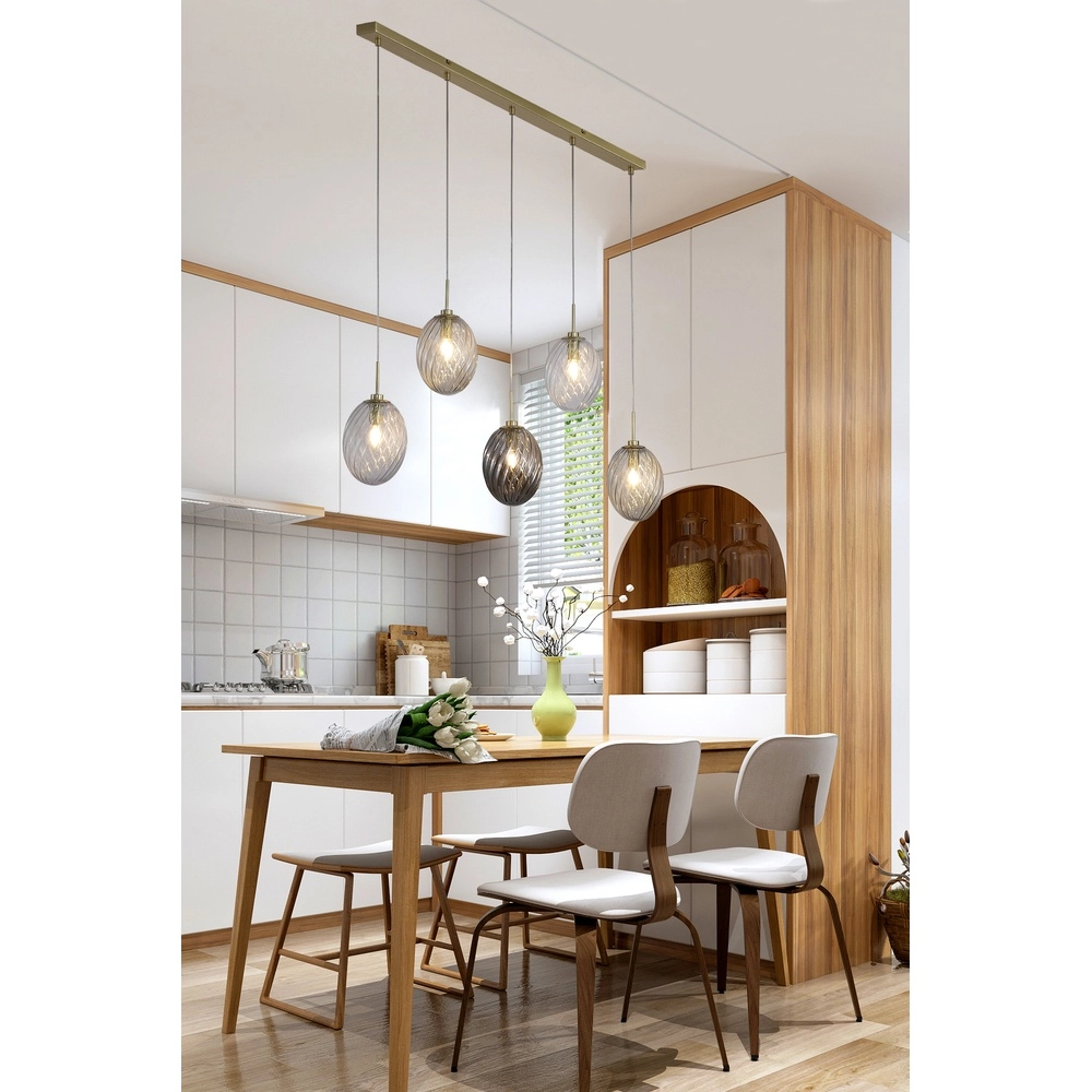 5-lichts hanglamp Whirl gekleurd glas Searchlight 5053423299389