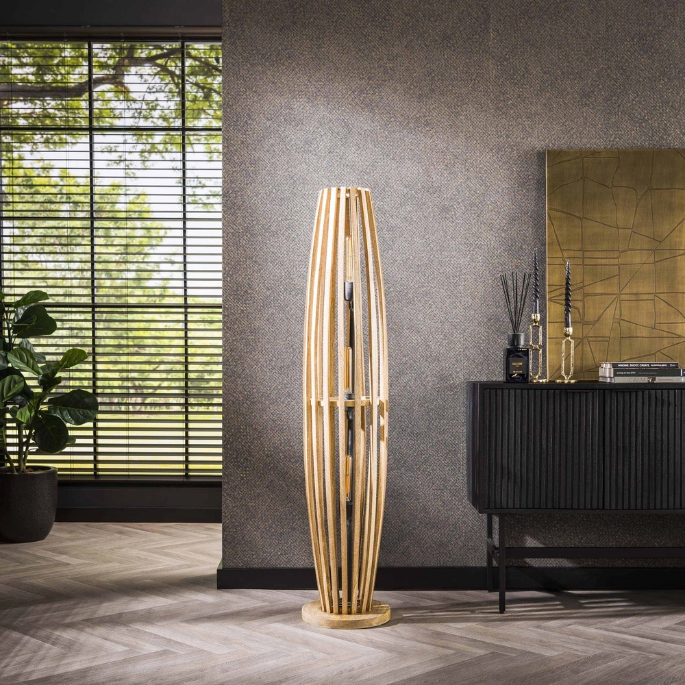 Houten vloerlamp Orbit 145cm - 3x E27 Lyora 8716803511101