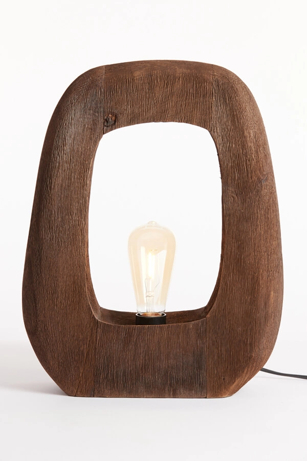 Donker houten tafellamp Kelafo 33 x 40cm