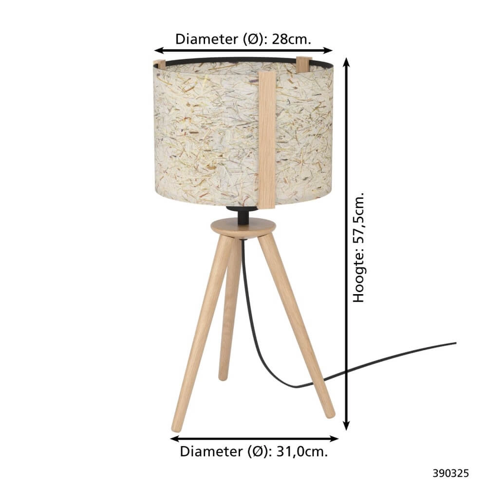 Tafellampje Tripod Hontongas hout met beige kap Stars of Light 9008606274642
