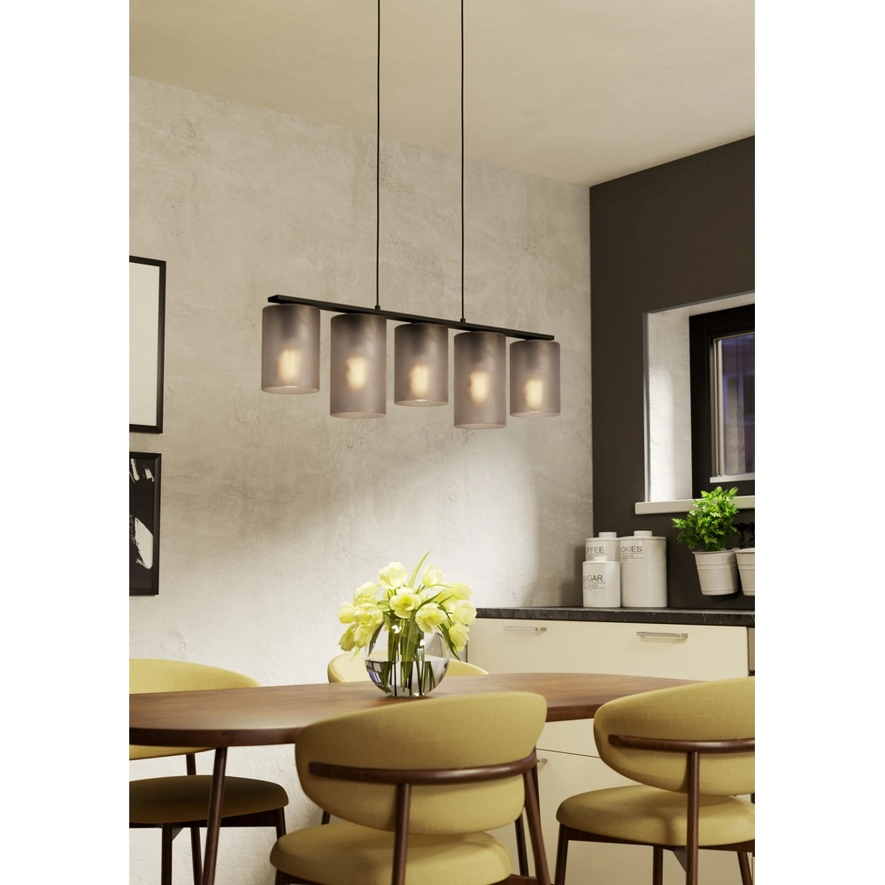 5-lichts hanglamp Colomera Ø 12cm - smoke frosted glas Eglo 9008606307159