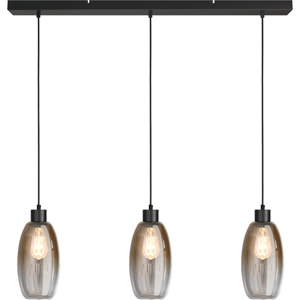 Glazen hanglamp Olive 3x Ø 15cm - zwart
