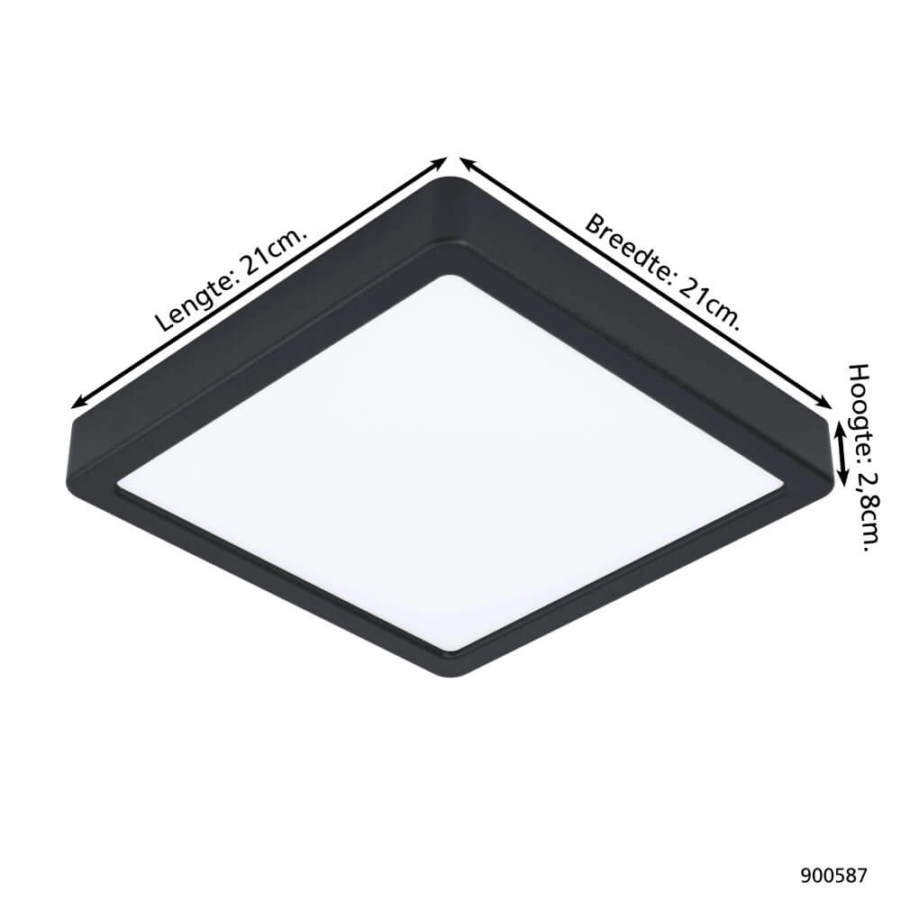 Zwarte plafonnière Fueva 5 21 bij 21cm Eglo 9008606244874
