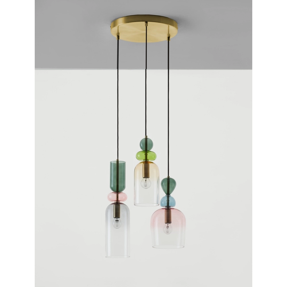 Gekleurde hanglamp Murano 3-lichts Lyora 5212017434227
