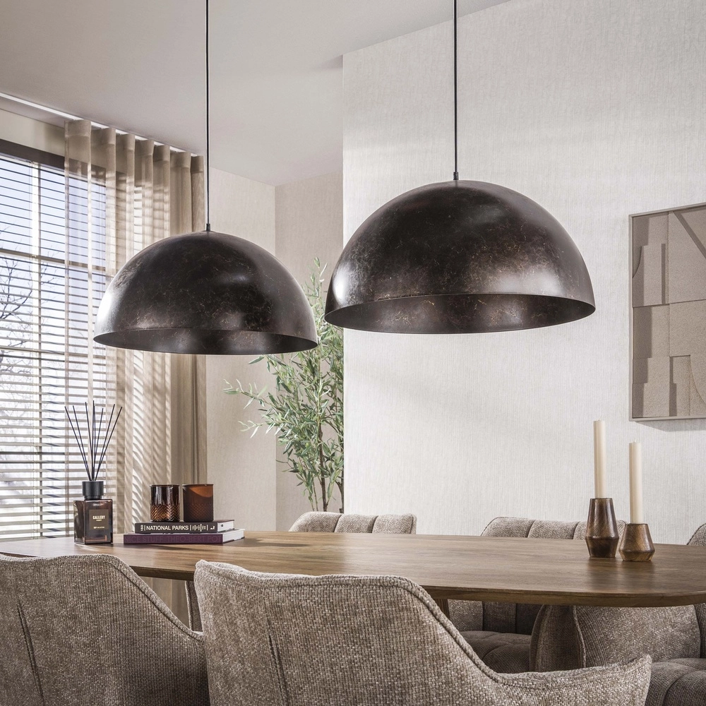 Industriële hanglamp Dome 2x Ø 60cm - urban bruin Lyora 8716803512573