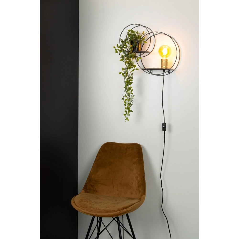 Unieke wandlamp Circle zwart met schapjes Lucide 5411212211408