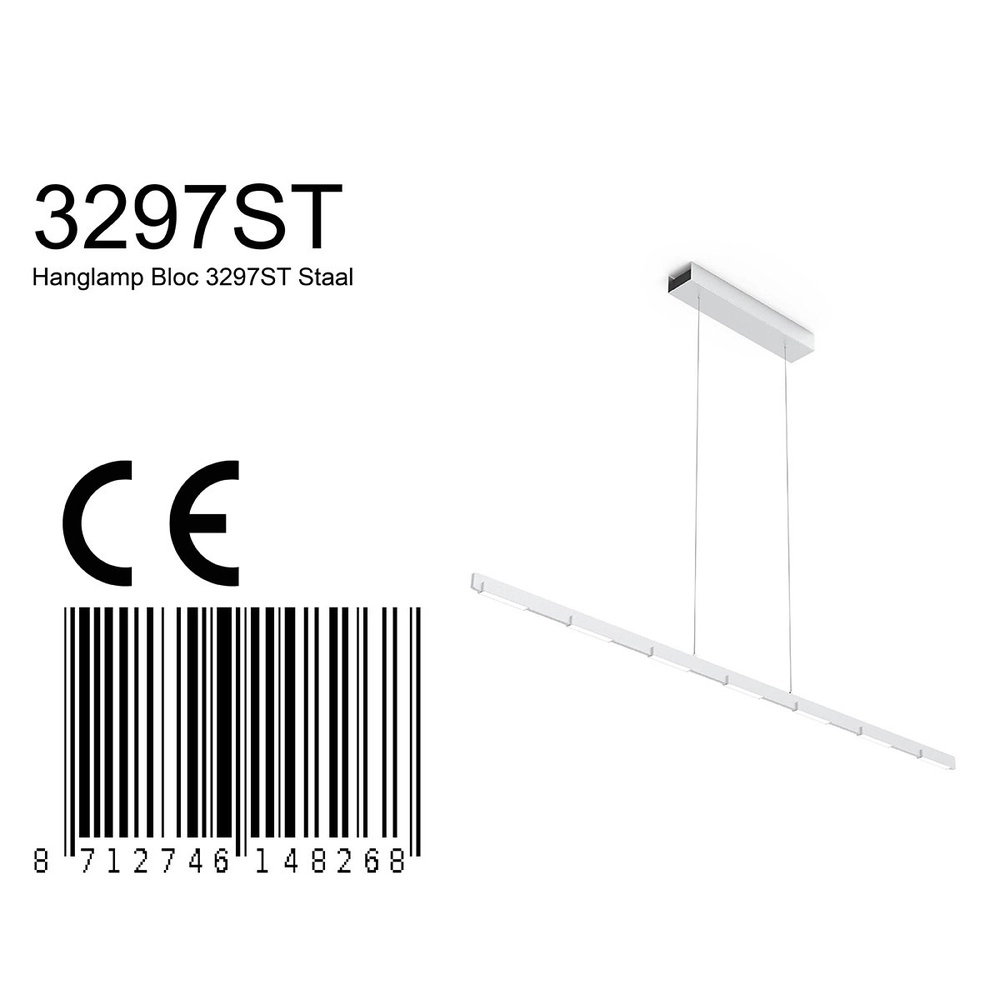 Strakke hanglamp Bloc metaalgrijs Steinhauer 8712746148268