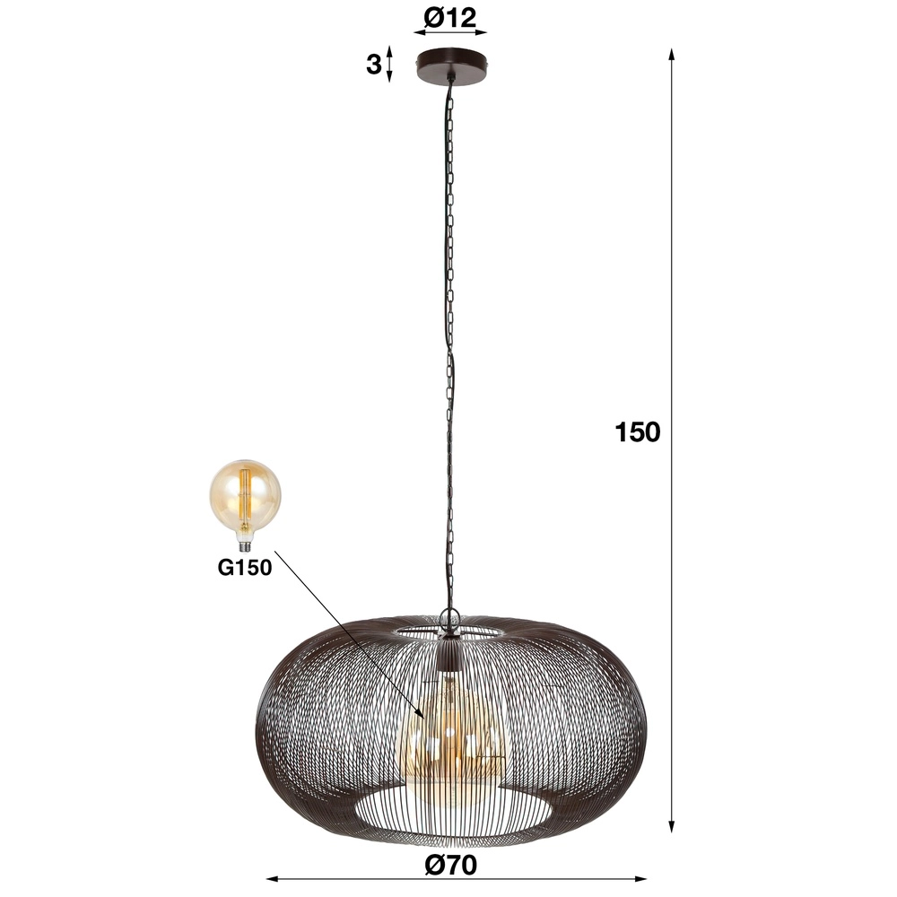 Draad hanglamp Ø 70cm Copper zwart nikkel Lyora 8716803513242