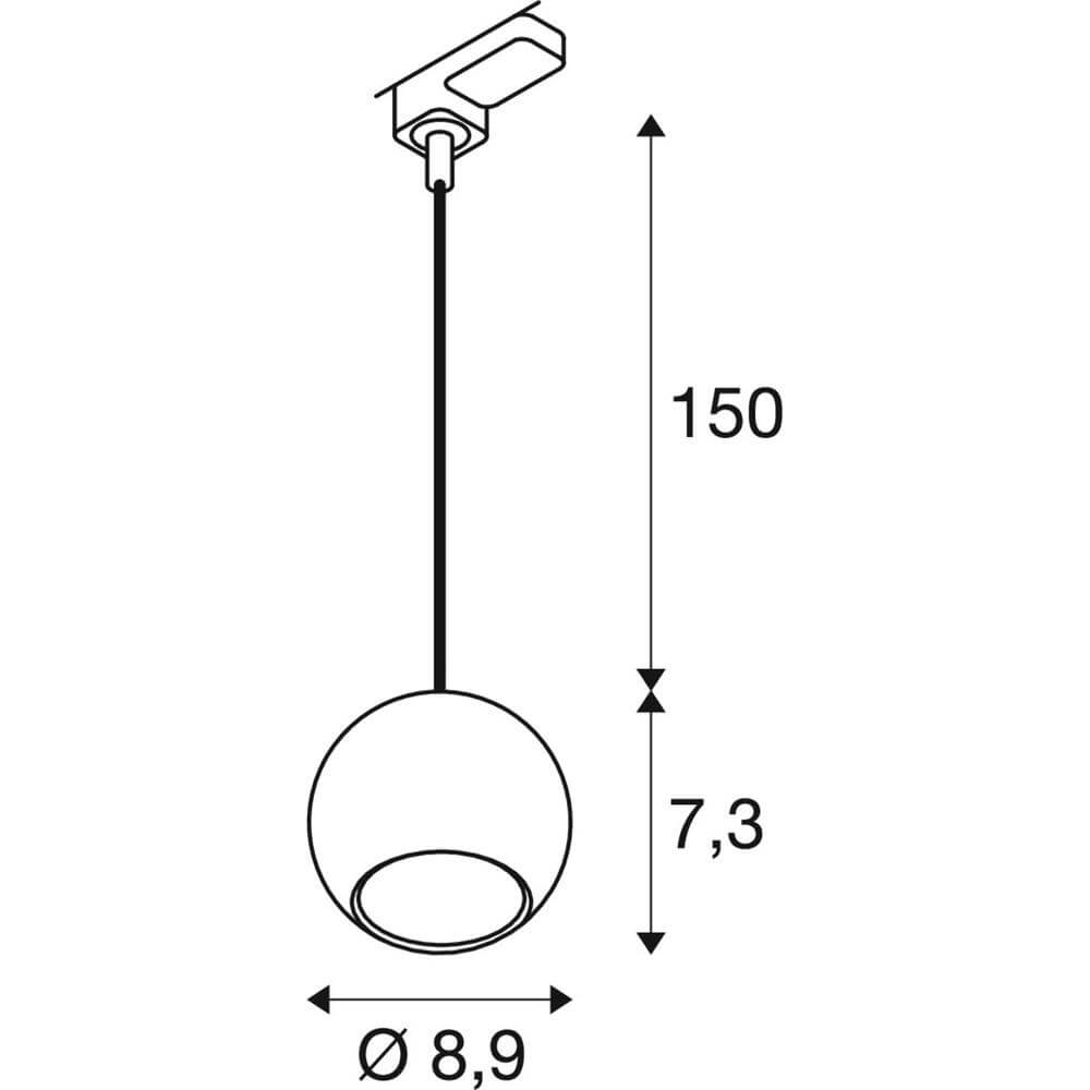 Hanglamp voor rail Light Eye 90 wit 3-fase Ø 9cm SLV 4024163295550
