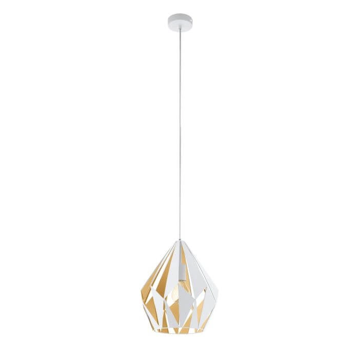 Hanglamp Carlton 1 31cm wit met goudkleurig Hanglamp Carlton 1 31cm wit met goudkleurig