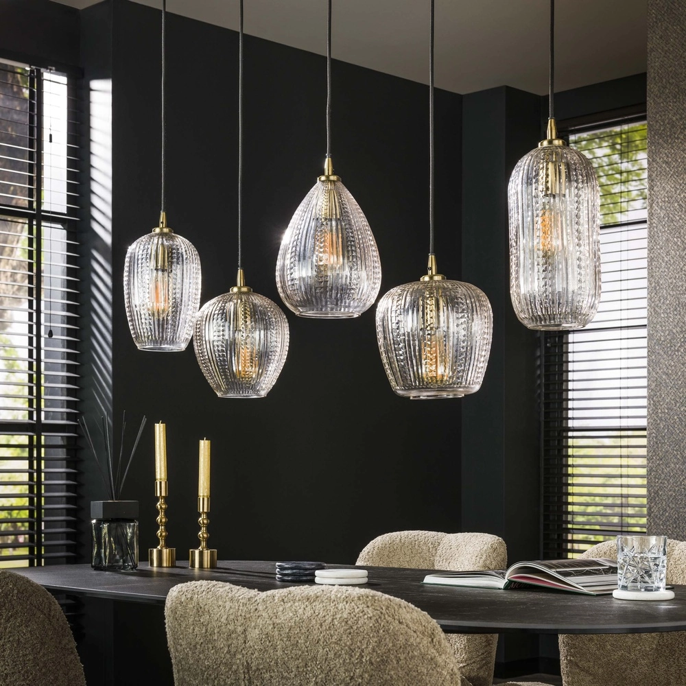 5-licht glazen hanglamp Diamond met helder glas Lyora 8716803511187