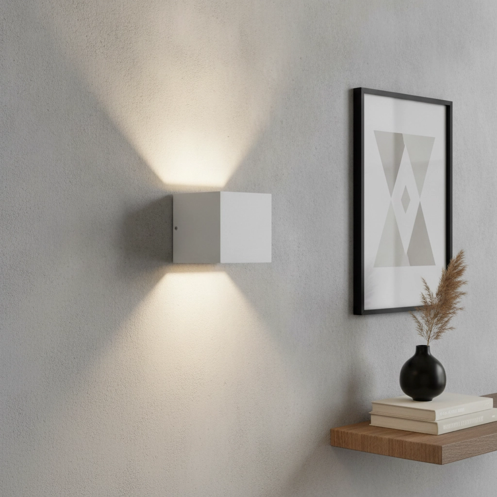 Overschilderbare wandspot Plaster Square Up - Down wit
