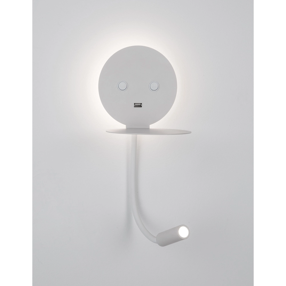 Bedlampje Eclip wit met usb Bedlampje Eclip wit met usb