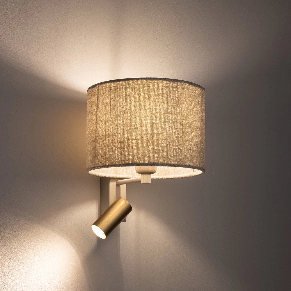 Crème wandlamp Santana met schemerlampkap Lyora 5903139116541