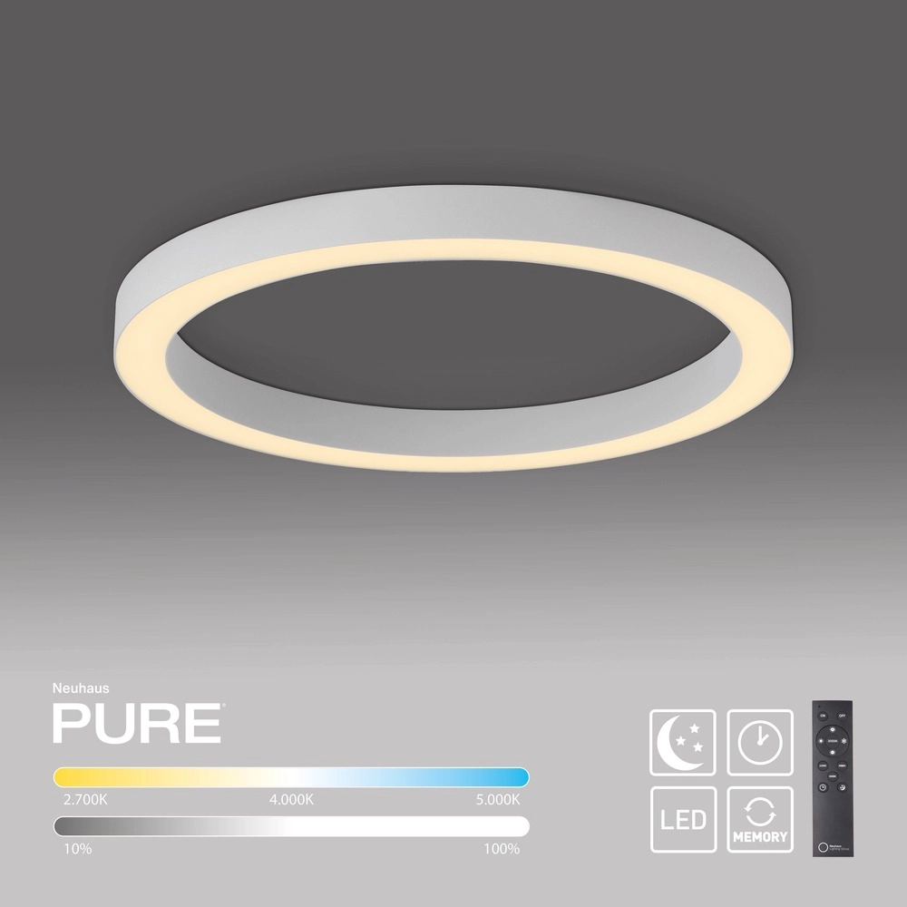 Strakke led plafondlamp Pure Lines Round Ø 50cm - wit Paul Neuhaus 4012248395806