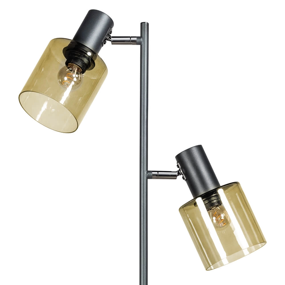 Glazen vloerlamp Sledge Glass 2-lichts zwart met goud glas ETH 8720195302866