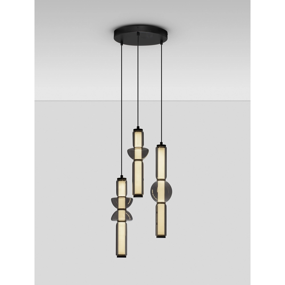 Design hanglamp Ulon 3-lichts smoke glas Lyora 5212017474193